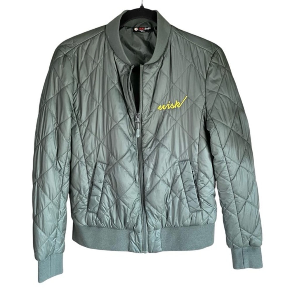 Heatlast Women’s Quilted Packable Bomber Jacket Size Small Olive Green Oversized